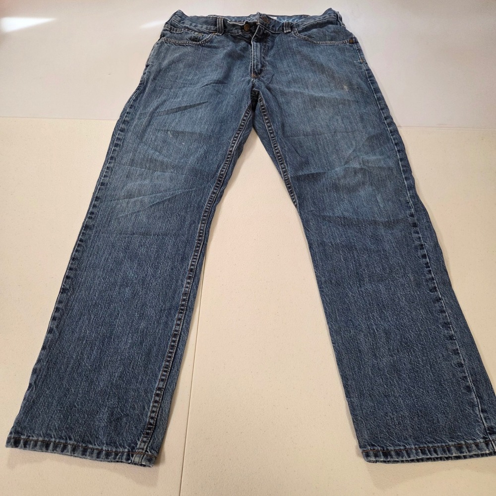 Carhartt Mens Relaxed Fit Straight Leg Blue Denim Jeans 36x32 Medium Wash